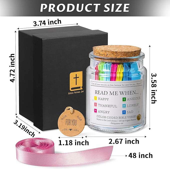 Handmade Bible Verses Jar (Comes with a Premium Christian Gift Box)